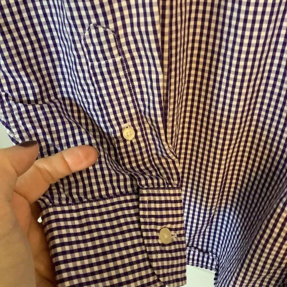 J.Crew Tailored Fit Men's Gingham Shirt - Purple - Size L - Picture 4 of 5